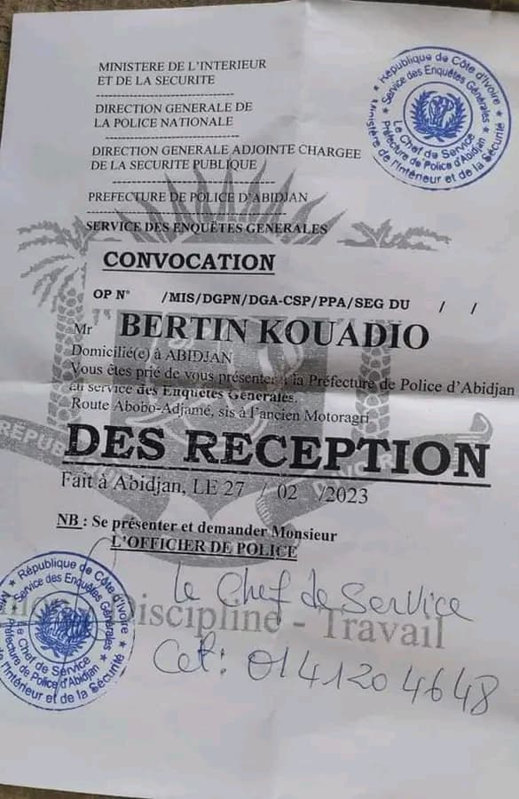 Côte d'Ivoire : Après Damana Pickass, un autre cadre du PPA-CI convoqué par la police ivoirienne