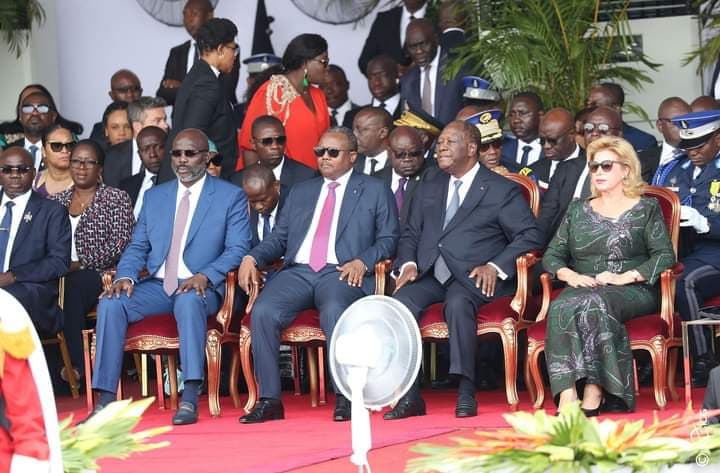 Côte d'Ivoire : An 62 de l'indépendance, en présence des présidents de la Guinée Bissau et du Libéria, Alassane Ouattara préside la cérémonie officielle