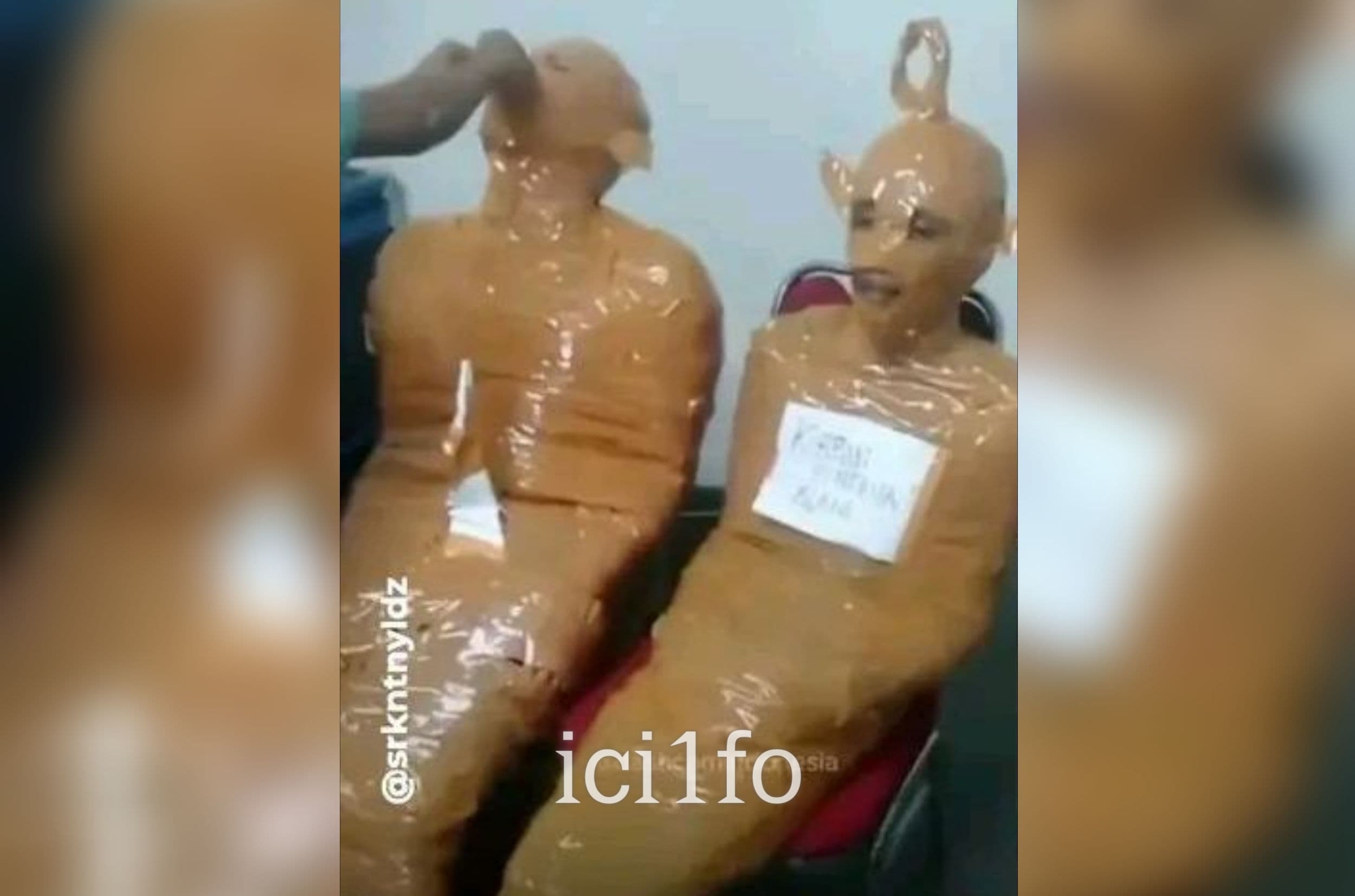 Indonésie : Deux voleurs appréhendés, transformés en Teletubbies par des voisins après les avoir enroulés de ruban adhésif 