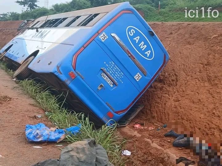Côte d'Ivoire : Un car de la compagnie SAMA impliqué dans un accident fait 2 mort et plusieurs blessés sur l’Autoroute du Sud