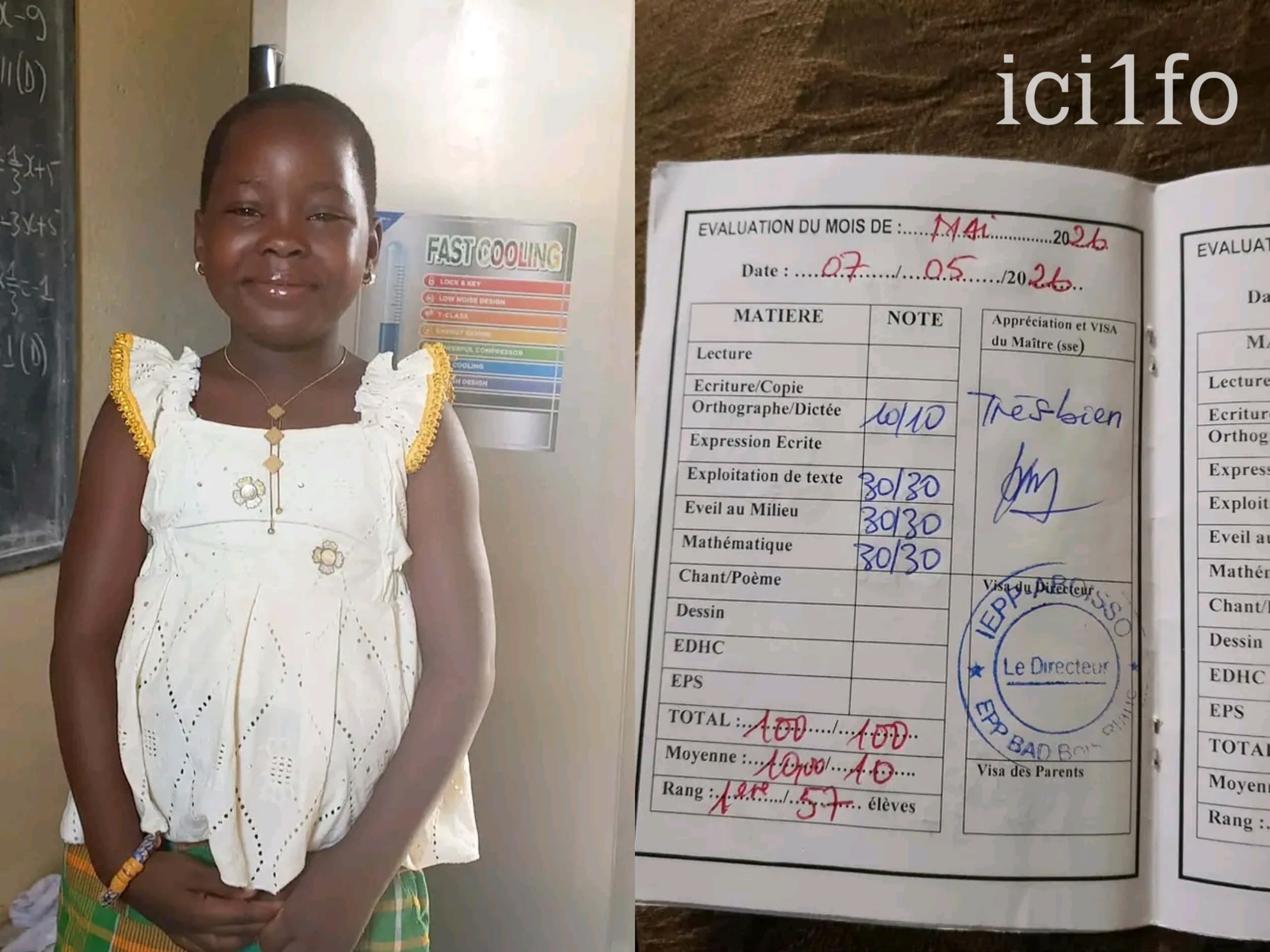 Côte d'Ivoire : Aboisso sous le choc, une fillette de 7 ans au CE1 pulvérise la compo avec 100/100